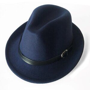 Women Men Classic Trilby Panama Leather Belt Buckle Wool Fedora Hat US -…
